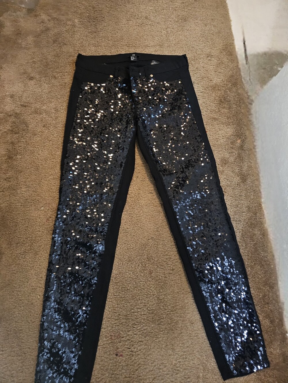 H&M Black Sequin Stretch Jeans - Women's Sparkle Pants